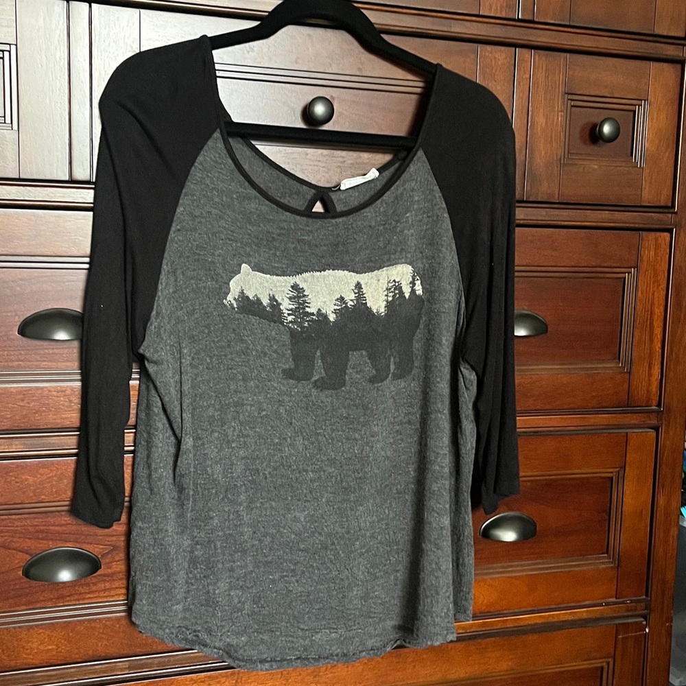 Full Tilt Dark Gray Graphic Tee of Bear in the forest